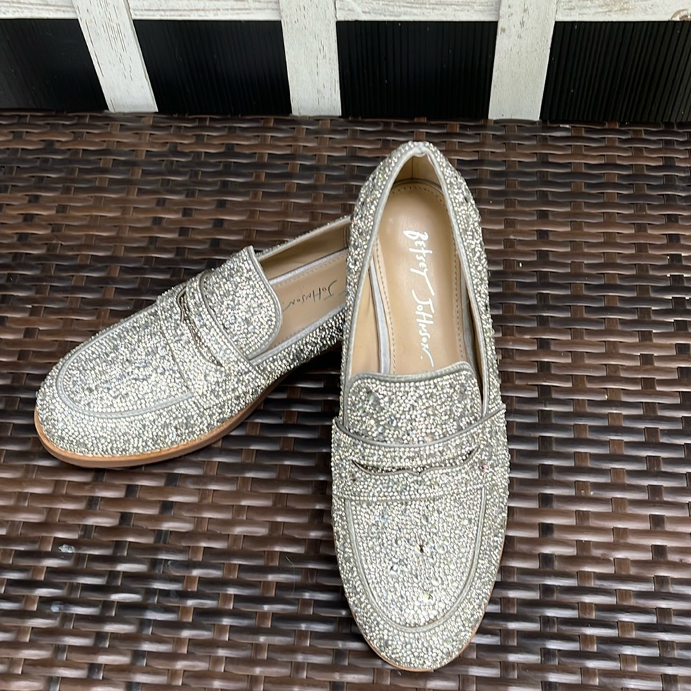 Betsey Johnson Size 7 Rhinestone Loafer Shoes